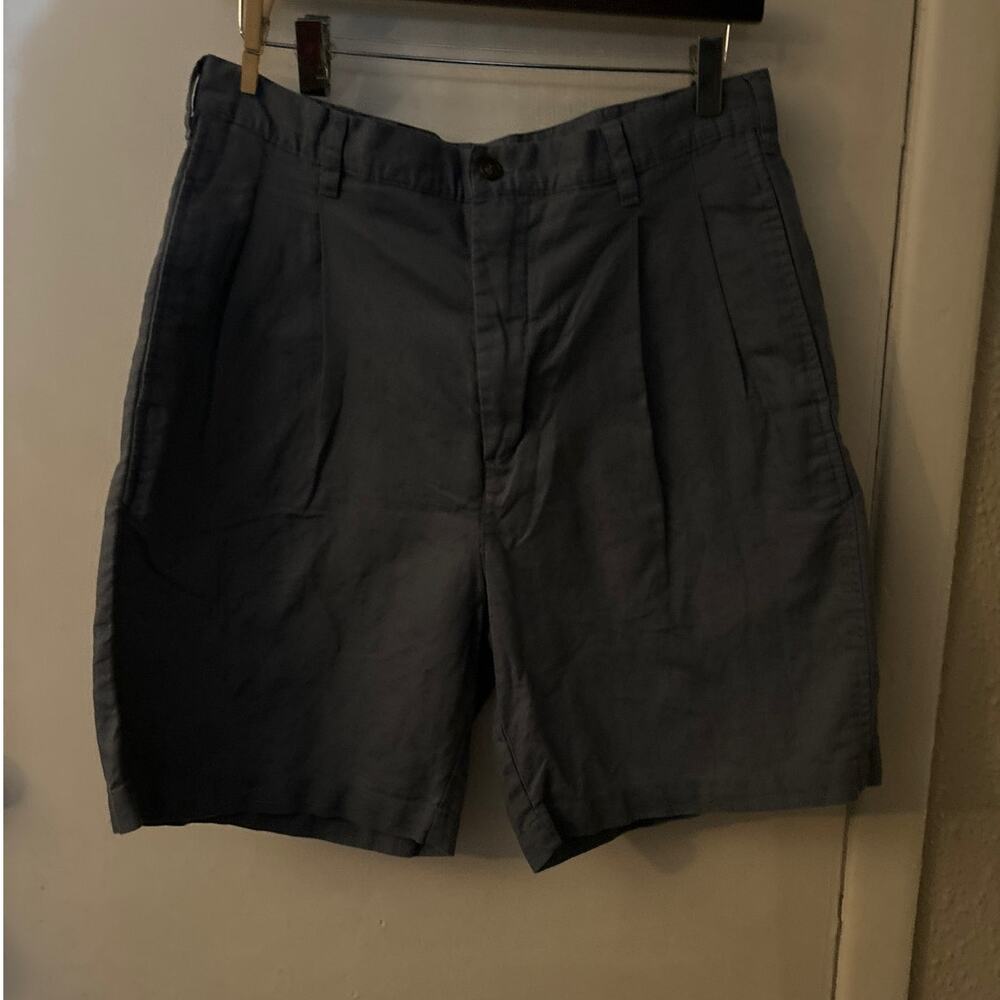 Ralph Lauren Chaps Blue Gray Linen Shorts 34 Casual Nautical Costal Preppy Comfy
